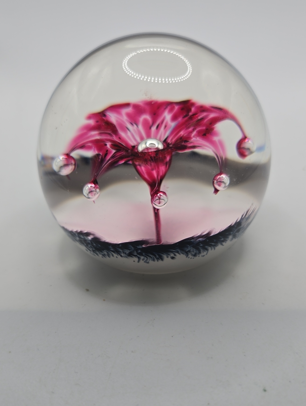 Selkirk Handcrafted Pink Glass Flower Art Sphere